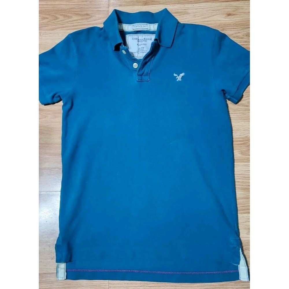 American Eagle Outfitters Men's Short Sleeve Polo- Teal Green - Size XS 18w X 24